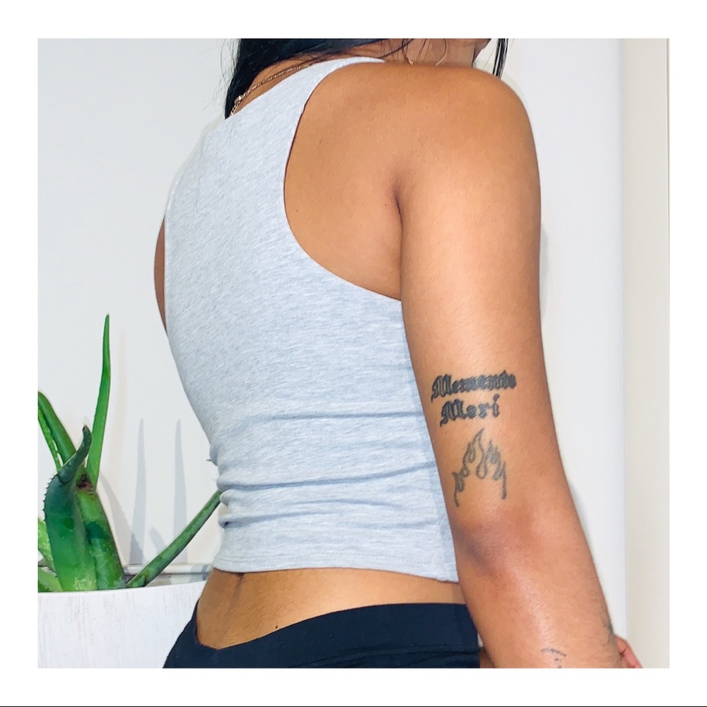 Gray Racerback Crop Top - Picture 3 of 3